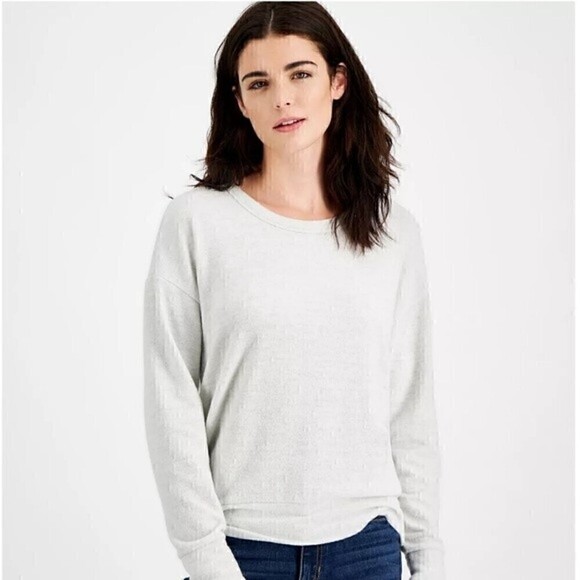 New HIPPIE ROSE Juniors' Cutout Back Knit Top white Heather grey S, M, L - Picture 1 of 10